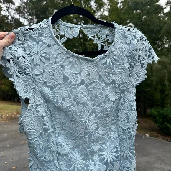 Lulu's Soft Blue Lace Mini Dress - Picture 5 of 11